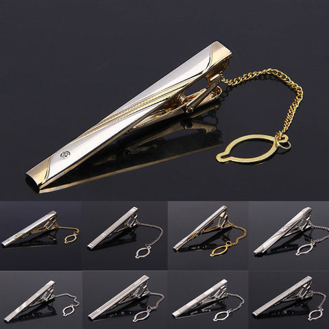 Simple Skinny Mens Suit Tie Clip Slim Glassy Necktie Clip Clasp Pin Accessories