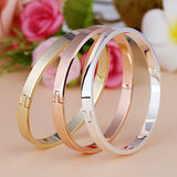 Luxury Stainless Steel Cuff Crystal Buckle Love Charm Bracelet For Women