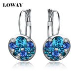 Red Blue Crystal Hoops Gold Plated Brand Design Earrings for Women