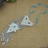 Mance Fashion Bohemia Style Classic Triangle Retro Tassels Long Necklace