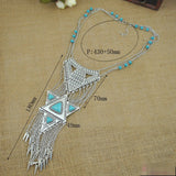 Mance Fashion Bohemia Style Classic Triangle Retro Tassels Long Necklace