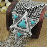 Mance Fashion Bohemia Style Classic Triangle Retro Tassels Long Necklace