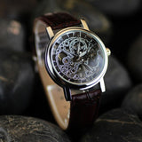 Men's Skeleton Mechanical Watch Winner Leather Luxury Fashion Casual Wrist Watch