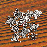 Mixed Tibetan Silver Plated Butterfly Dragonfly Charm Pendant for Bracelet