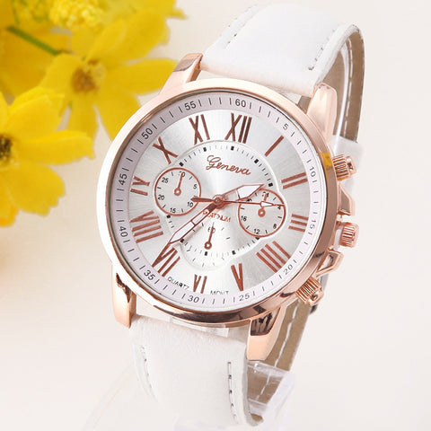 Best Quality Geneva Platinum Watch Women PU Leather wristwatch casual dress watch