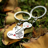 1 Pair Couple I LOVE YOU Letter Keychain Heart Key Ring Silver Plated Lovers Love Key Chain