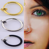 1 pair Clip On Fake Nose Hoop Ring Ear Septum Lip Navel Earrings