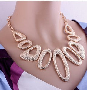 Luxury exaggeration water drop Geometrical irregular gold plated necklace