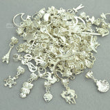 50pcs mixed wholesale metal charms bright silver big hole bead charm pendants