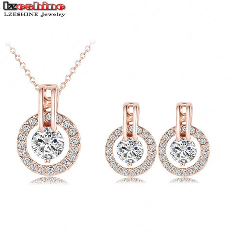 18K Rose Gold Plated Necklace/Earring Bijouterie Sets for Women Wedding Jewelry Sets