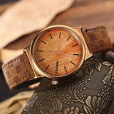 Simulation Wooden Quartz Watches Casual Wooden Color Leather Strap Watch Wood Male Casual Wristwatch