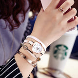 Gold Quartz Gift Watch Wristwatch Women Dress Leather Casual Bracelet Watches