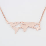 Gold Plated World Map Pendant Necklace For Women