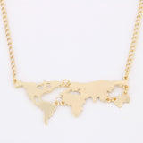 Gold Plated World Map Pendant Necklace For Women