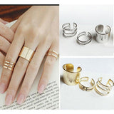 Simple 3Pcs/Set Silver Plated Shiny Finger Knuckle Stack Rings