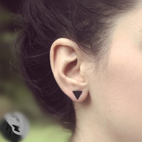 3 Color Western Triangle round flash stud earrings for women