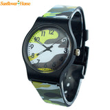 Newly Design Kids Boys Camouflage Watch Silicone Band Quartz Wrist Watches