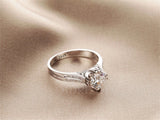 Platinum Sterling Silver Ring and Cubic Zirconia Ring Romantic Wedding Rings