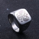 Polished Stainless Steel Band Biker Men's Russian Signet Ring