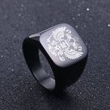 Polished Stainless Steel Band Biker Men's Russian Signet Ring