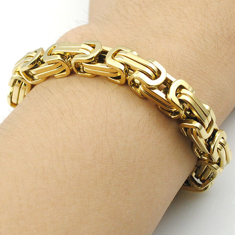 Men's Bracelets Gold Chain Link Bracelet Stainless Steel Byzantine