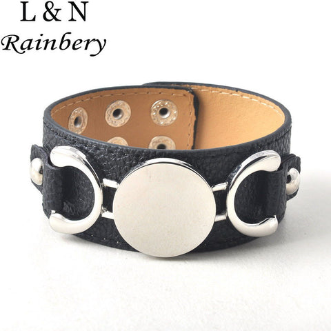 Rainbery New Monogram Leather Cuff Bracelet