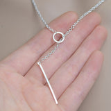 Gold plated metal chain bar circle lasso long strip necklace