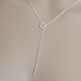 Gold plated metal chain bar circle lasso long strip necklace