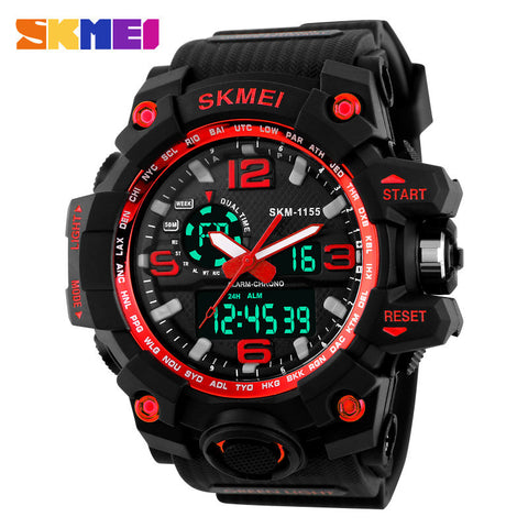 Fashion Men Digital LED Display Sport Watches Quartz Watch Waterproof Dual Display Wristwatches