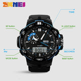 Men Sport Watch Dual Display PU Strap Outdoor Waterproof Running Digital Watches