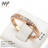 Simple CZ Diamond 18K Gold Plated Rhinestones Studded Wedding Ring For Women