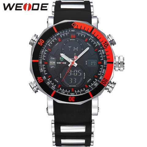 Men Sports Series Luxury Logo Multi-functional Analog Quartz Digital Alarm Stopwatch Big Clock For Man