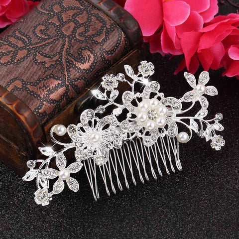 Wedding Bridal Pearl Hair Pins Flower Crystal Hair Clips Bridesmaid Jewelry