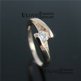 Gold Plated Crystal Engagement Silver Zircon Diamond Ring