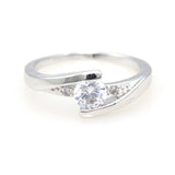 Gold Plated Crystal Engagement Silver Zircon Diamond Ring