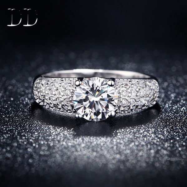 White Gold plated wedding engagement ring for women diamond jewelry