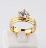 Wedding Engagement Charm Fashion Round Polish Gold Plated Rings