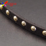 Fashion Punk Black Leather Silver Studs Collar Necklaces for women