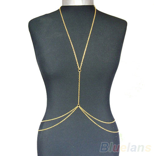 Womens Sexy Fashion Gold Body Belly Waist Chain Bikini Beach Harness Body Jewelry