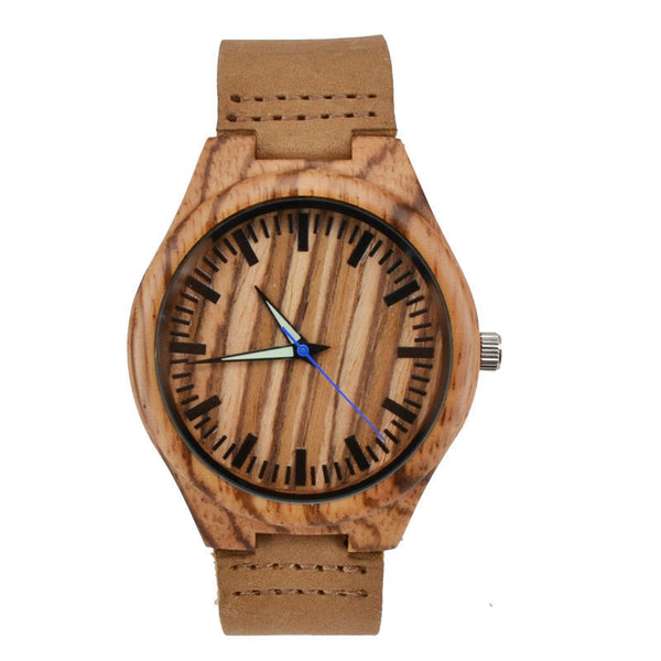 Wooden Watches Fashion Natural Bamboo Wristwatch  With Genuine Cowhide Leather Lovers Luxury Wood Watches For Men