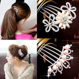 Bride Hairpin Peacock Pearl Flowers Crystal Rhinestone Flower hairpin