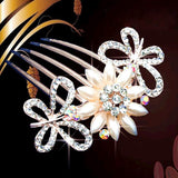 Bride Hairpin Peacock Pearl Flowers Crystal Rhinestone Flower hairpin