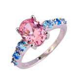 Fashion Jewelry Sapphire Quartz Multi-Color Silver Ring