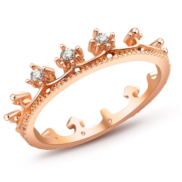 Fashion Flash Drill Crown Ring Jewelry Shiny Elegant Beauty Ring