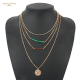 Turquoise Crystal bead Multi Layer gold necklaces & pendants