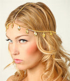 Multi Layer Metal Gold Plated Head Chain Hair Jewelry Tassel Pearl Leaves Bindi Hair Accesories