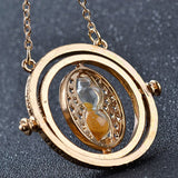 Harry Potter Time Turner Necklace Rotating Spins Gold Hourglass