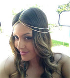 Multi Layer Metal Gold Plated Head Chain Hair Jewelry Tassel Pearl Leaves Bindi Hair Accesories