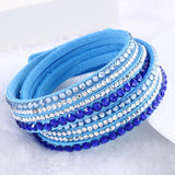 New Leather Rhinestone Crystal Wrap Multi-layer Bracelets for women