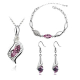 Elegant Luxury Design 18k Rose Gold Plated Colorful Austrian Crystal Drop Jewelry Sets